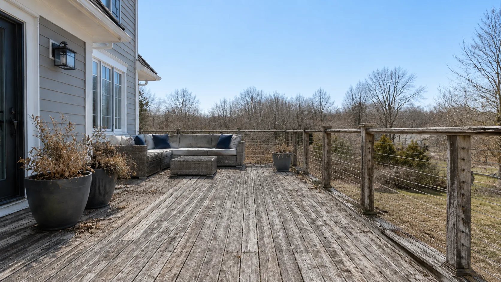 Weathered deck boards before renovation